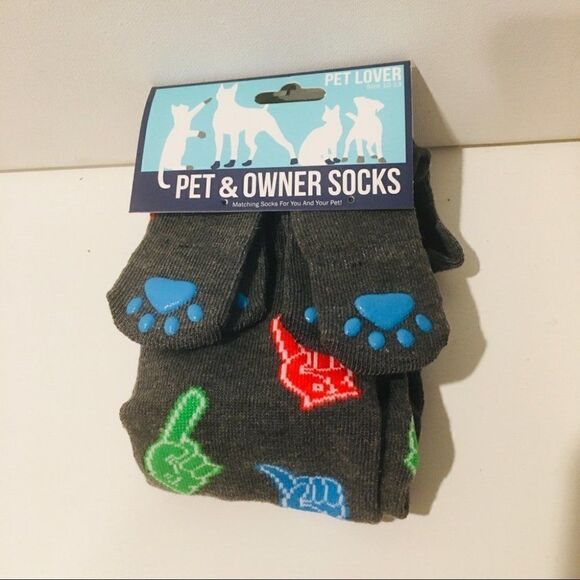 Pet & Owner Matching Socks Set Gray Multi Color - Picture 1 of 4